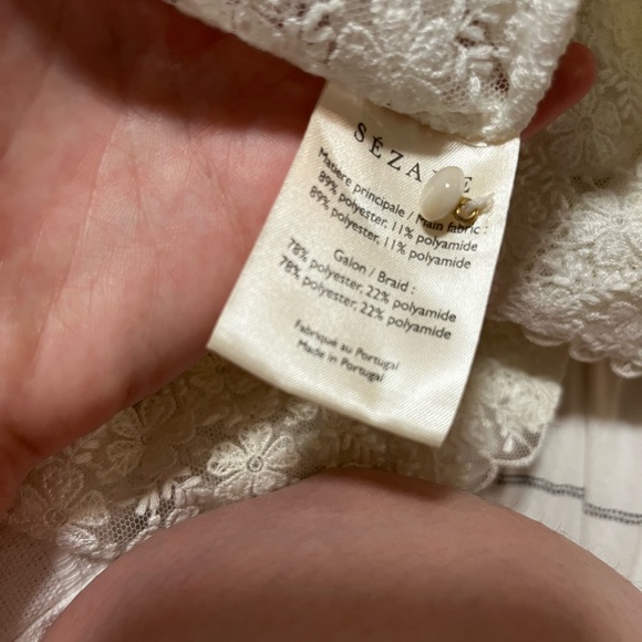 Sezane Cream Lace Long-Sleeve Blouse - Picture 6 of 10